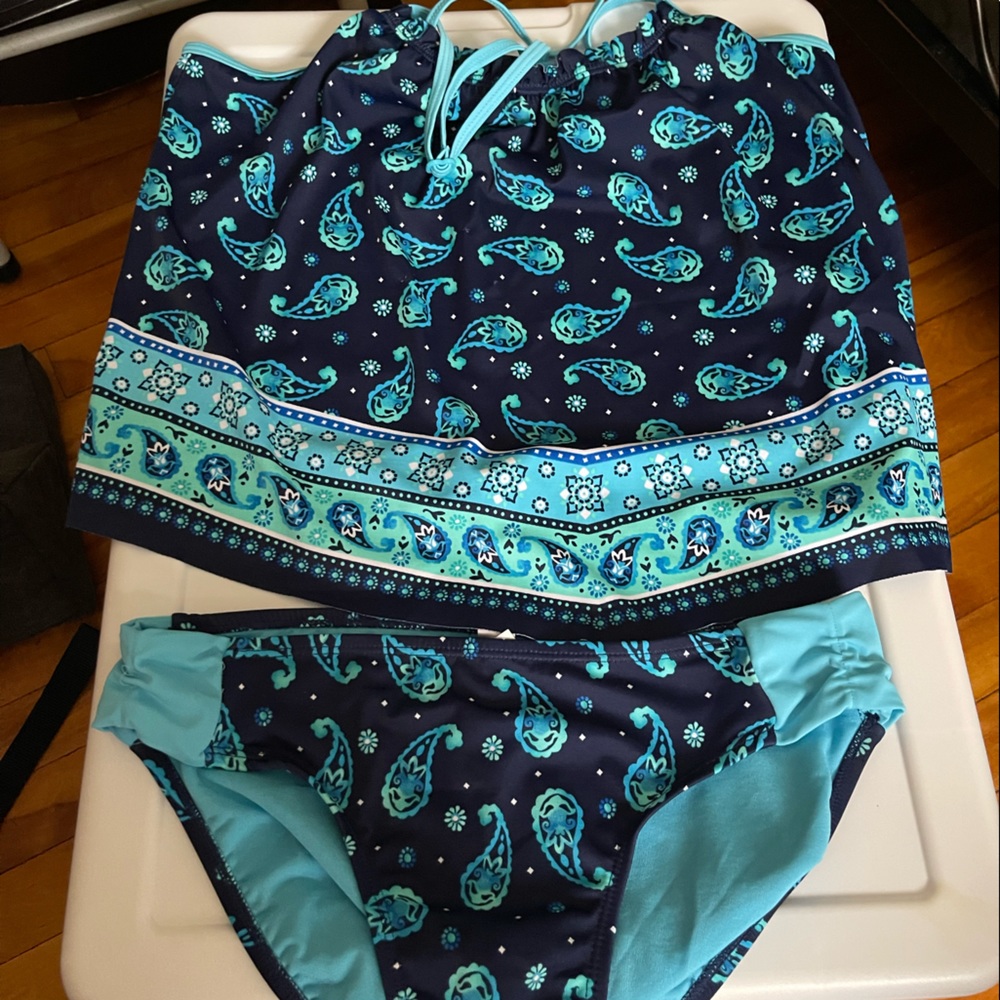 Justice Two Piece Blue Swim Suit